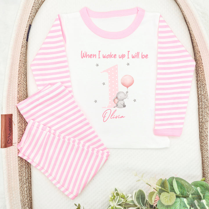 Personalised Pink Elephant Birthday Pyjamas