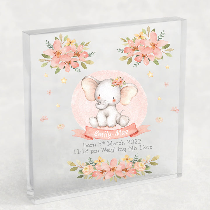 Personalised Pink Elephant Acrylic Plaque