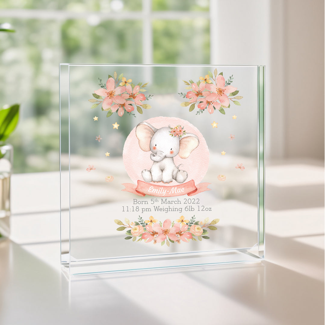 Personalised Pink Elephant Acrylic Plaque