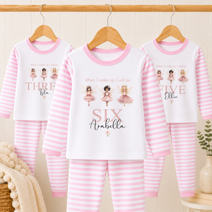 Personalised Pink Faries Any Age Birthday Pyjamas