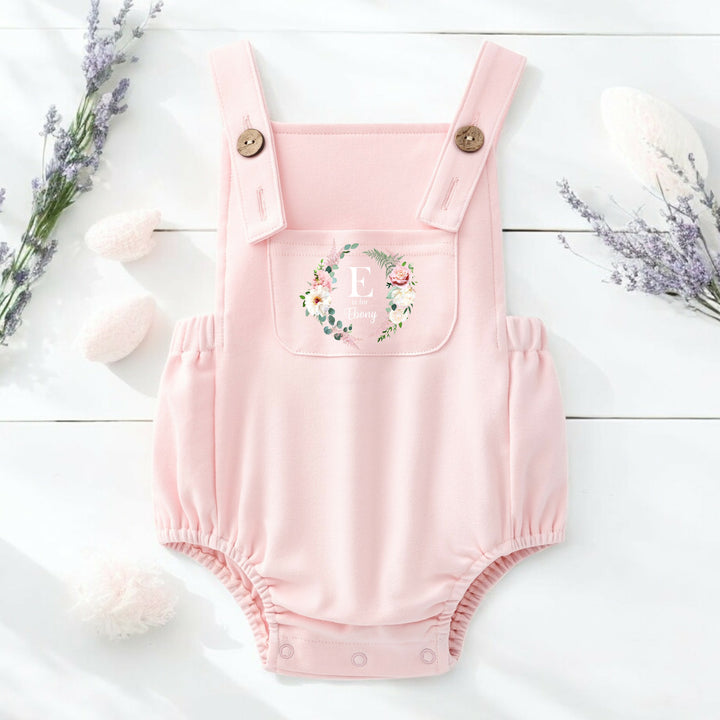 Personalised Floral Wreath Pink Dungarees