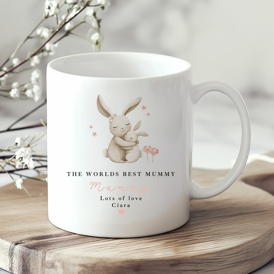 Personalised Pink Bunny World's Best Mummy Mug