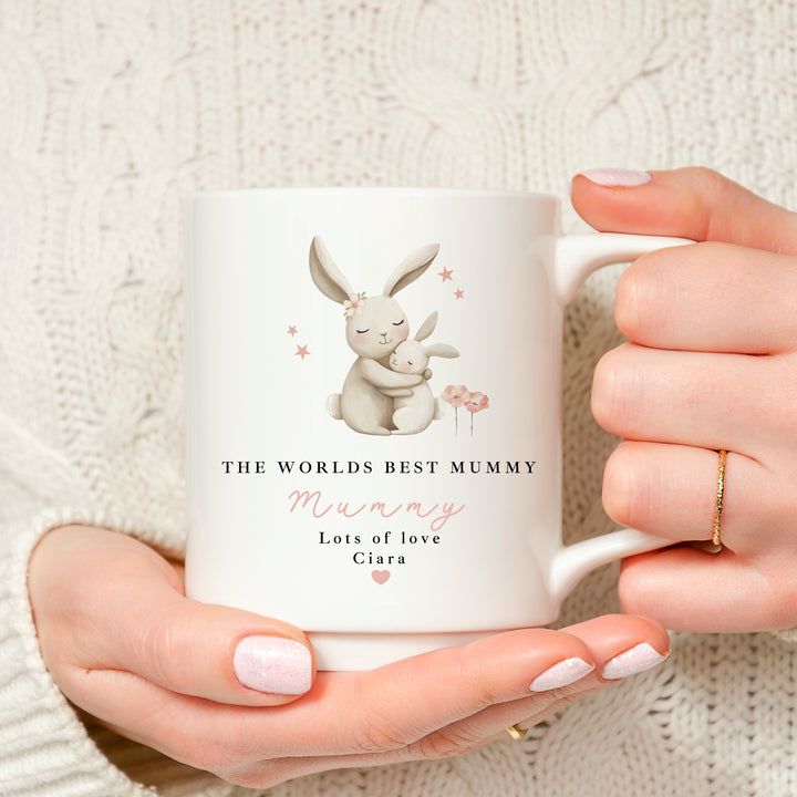 Personalised Pink Bunny World's Best Mummy Mug