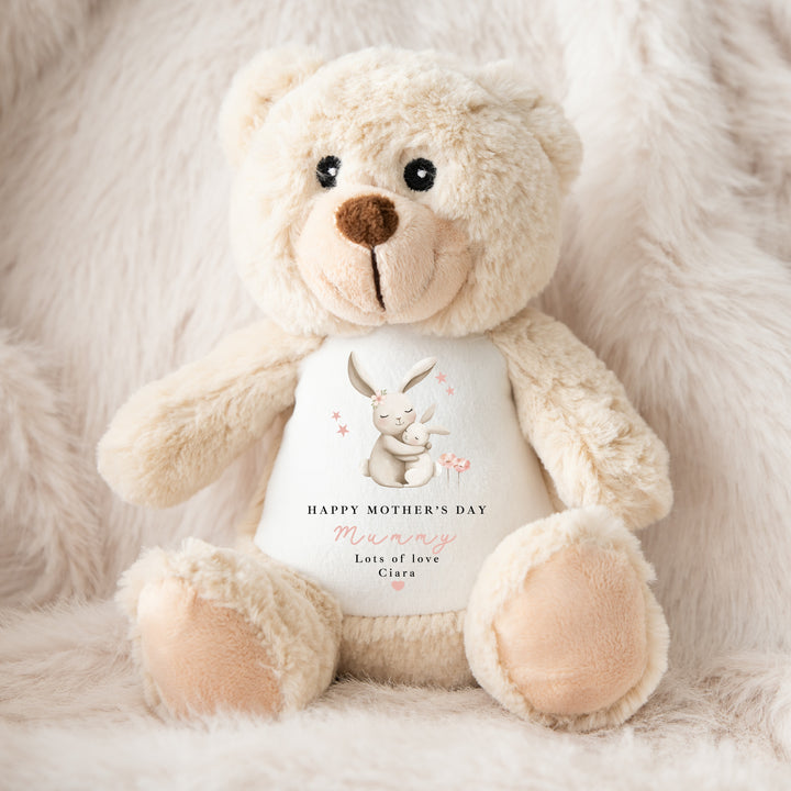 Personalised Pink Bunny Happy Mother's Day Teddy