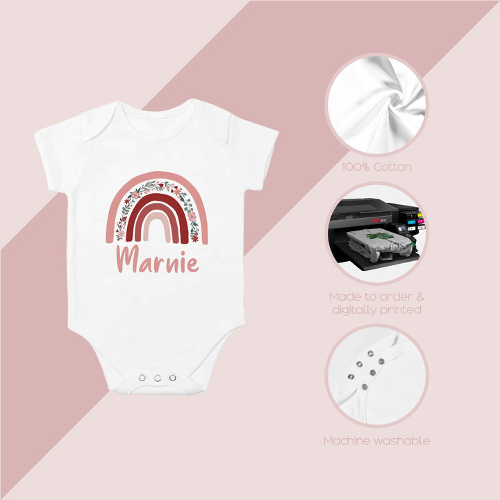 These baby vests and baby grows/sleepsuits are 100% Cotton and are made to order. They can be machine washed
