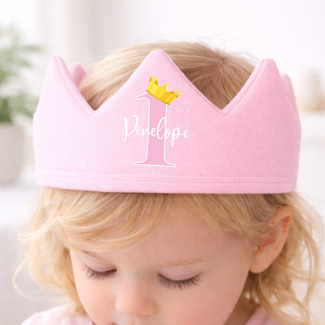 Personalised Pink And Gold First Birthday Crown