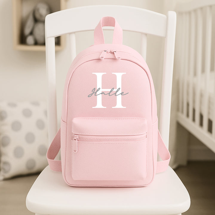 Personalised Pink and White Initial Backpack