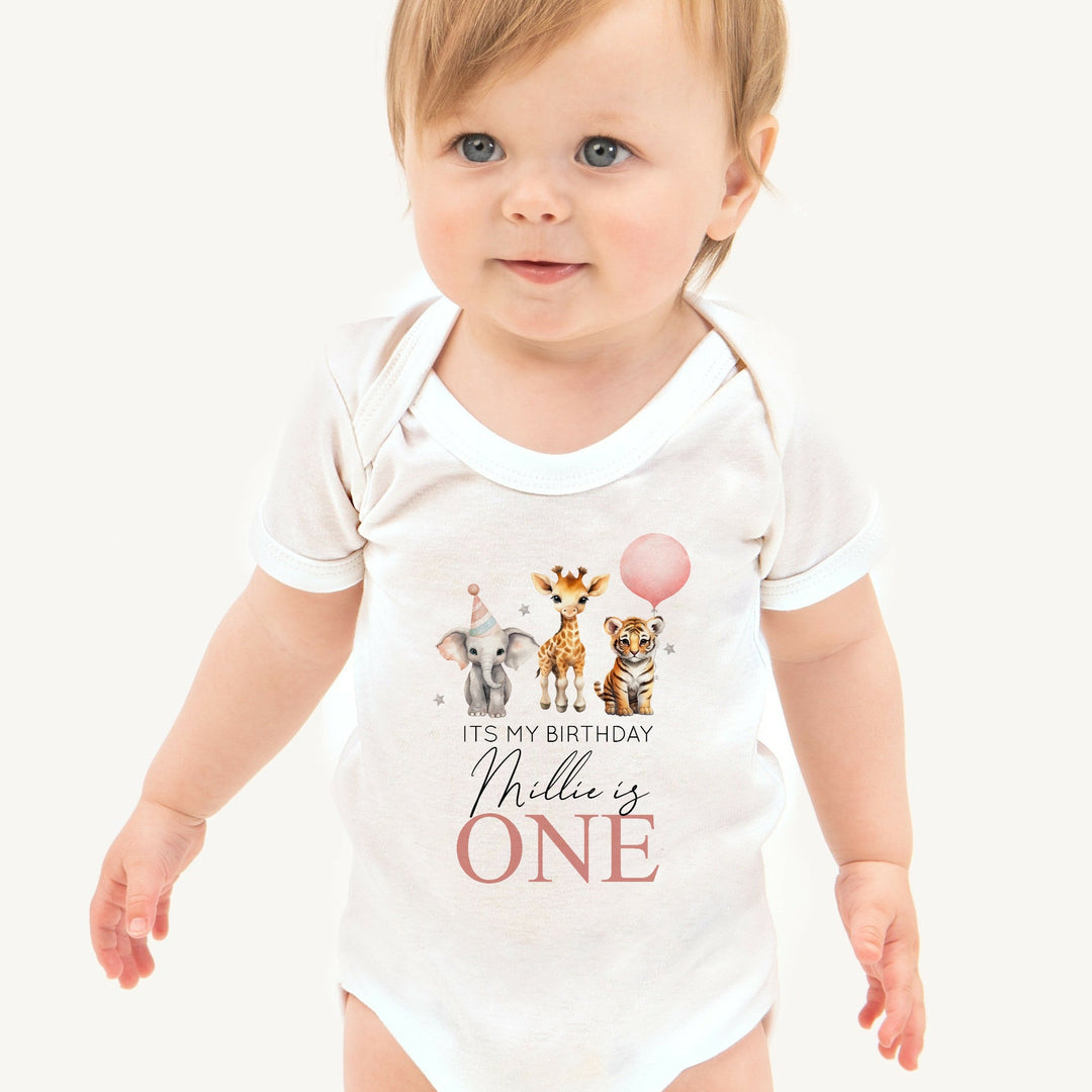 Personalised Pink Jungle Birthday Girl Vest