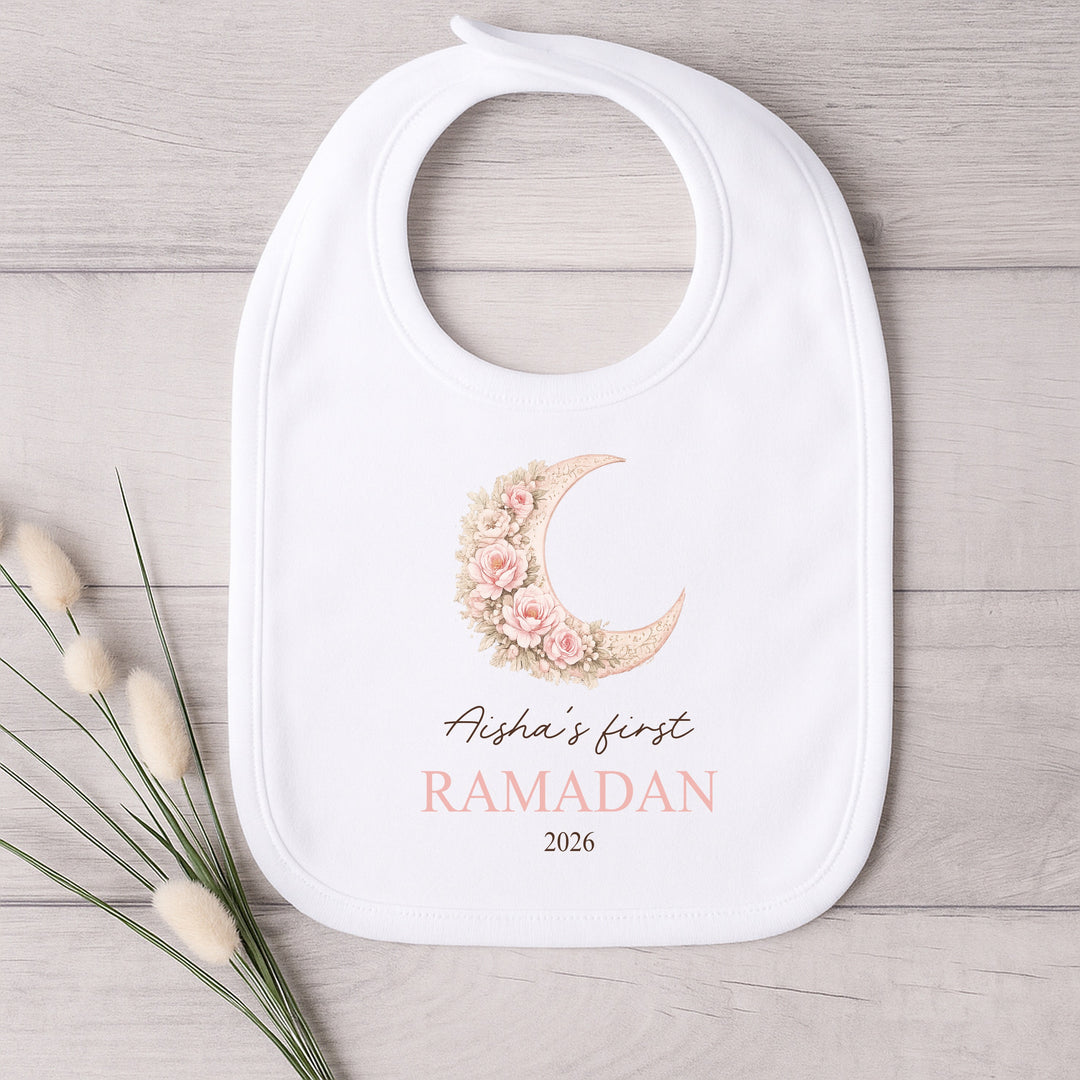 Personalised Pink Moon My First Ramadan Baby Grow, Vest or Bib