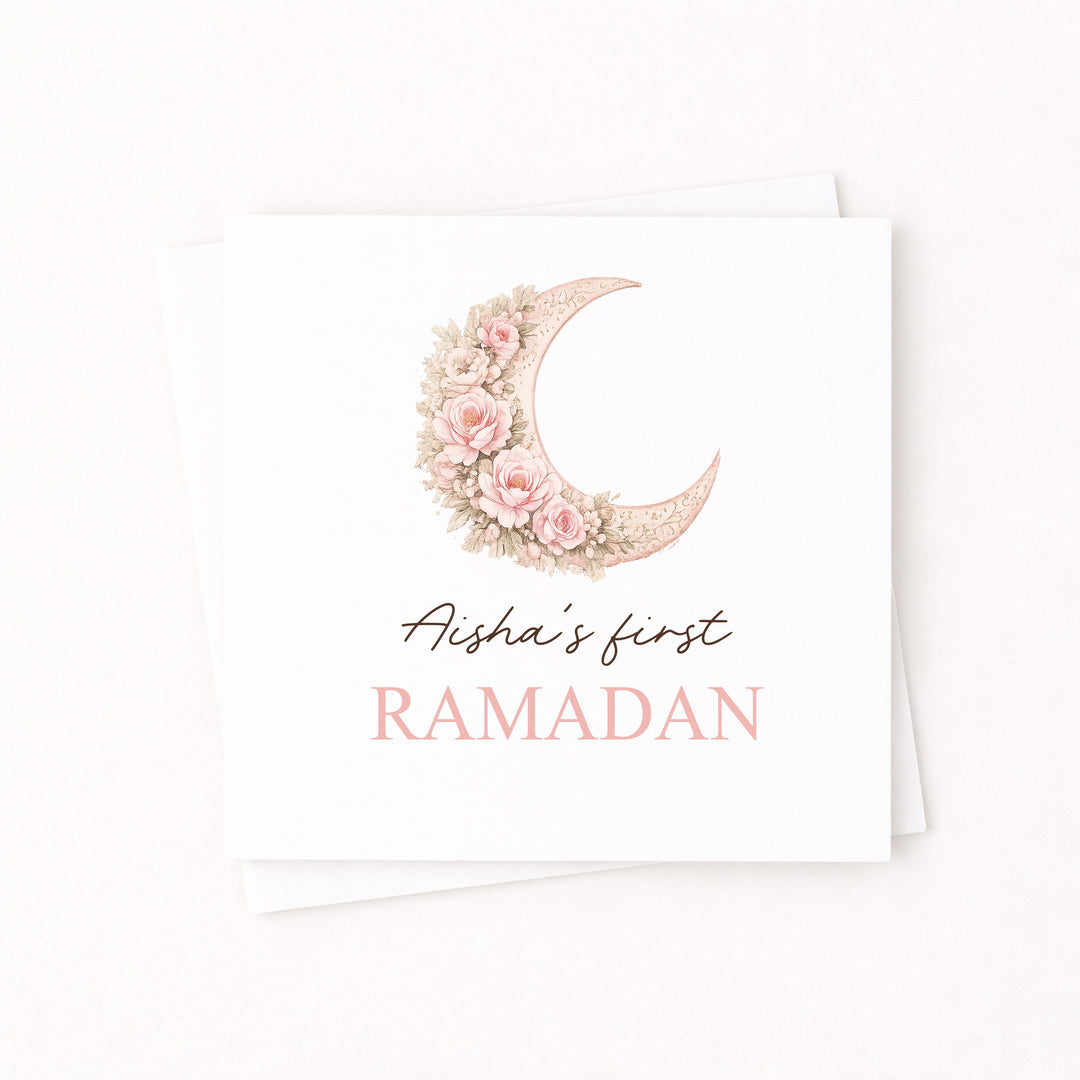 Personalised Pink Moon My First Ramadan Card
