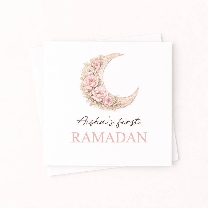 Personalised Pink Moon My First Ramadan Card