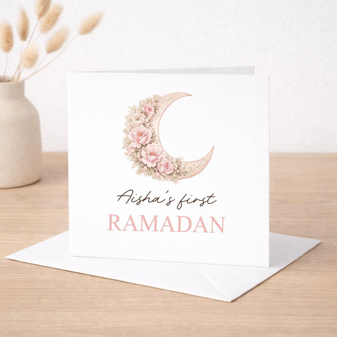 Personalised Pink Moon My First Ramadan Card
