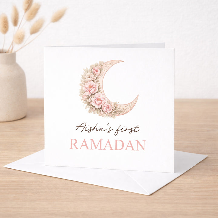 Personalised Pink Moon My First Ramadan Card