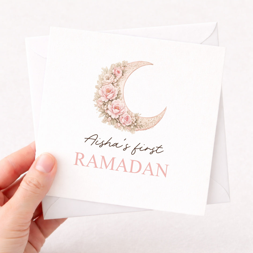 Personalised Pink Moon My First Ramadan Card
