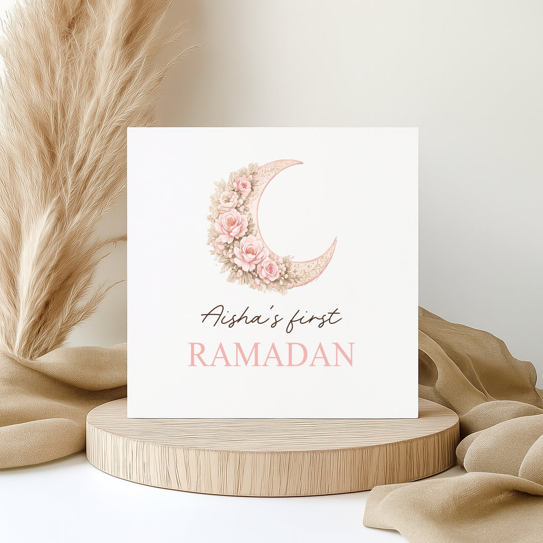 Personalised Pink Moon My First Ramadan Card