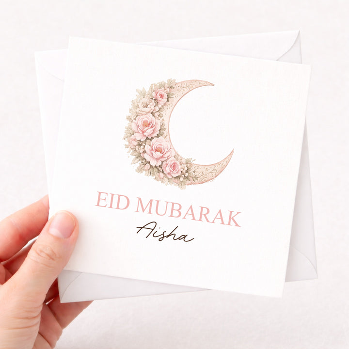 Personalised Pink Moon Eid Mubarak Card
