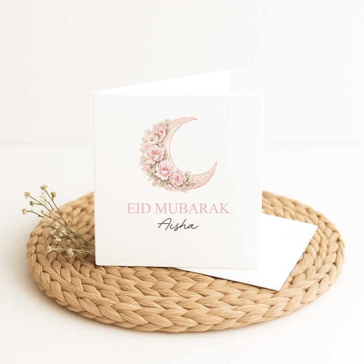 Personalised Pink Moon Eid Mubarak Card