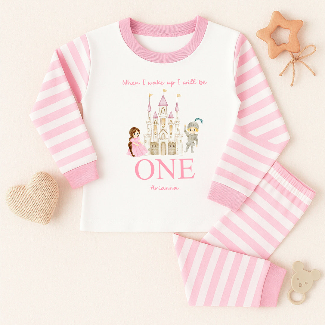 Personalised Princess Castle Pink Birthday Pyjamas