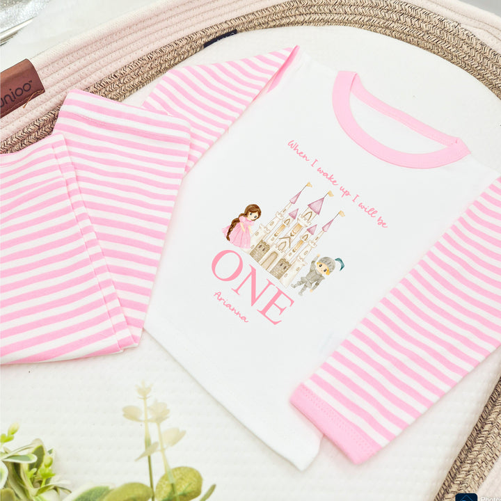 Personalised Princess Castle Pink Birthday Pyjamas