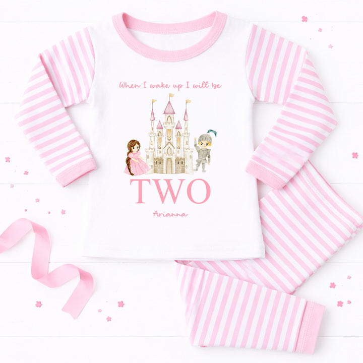 Personalised Pink Princess Castle Second Birthday Pyjamas