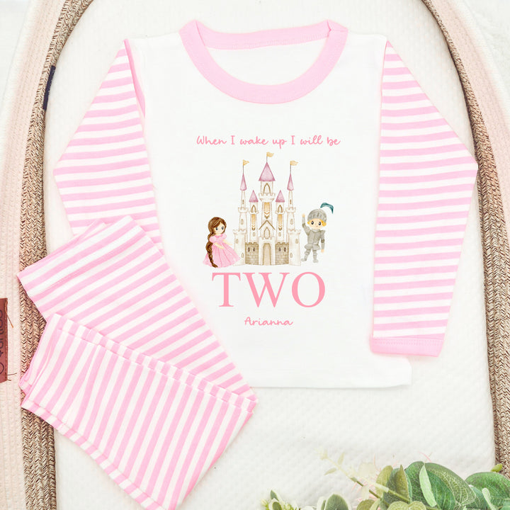Personalised Pink Princess Castle Second Birthday Pyjamas