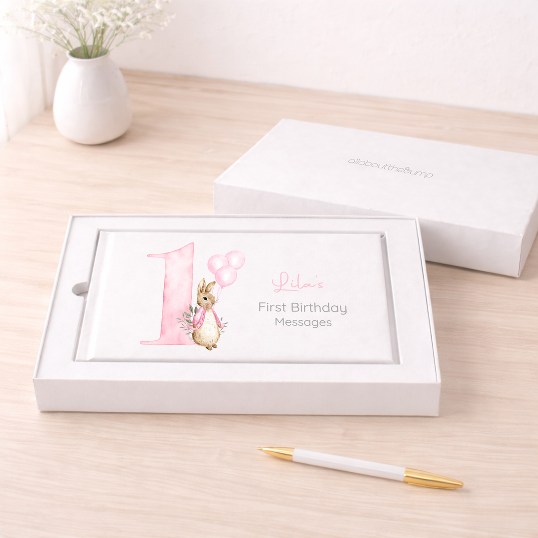 Personalised Pink Rabbit Birthday Party Guest Book
