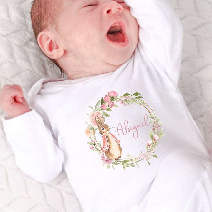 Personalised Flopsy Wreath Babygrow/Vest