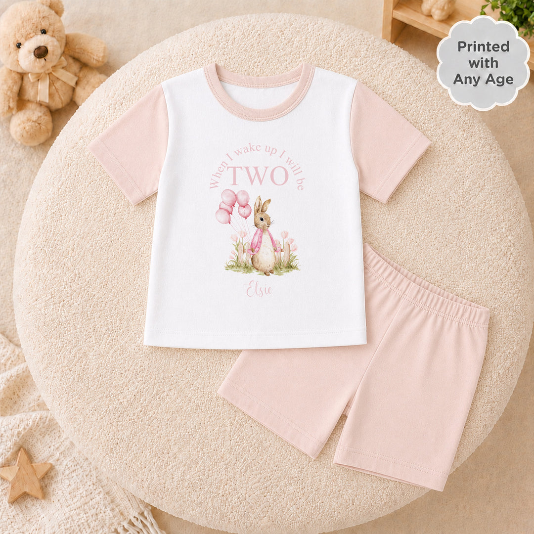 Personalised Pink Rabbit Garden Any Age Birthday Pyjamas
