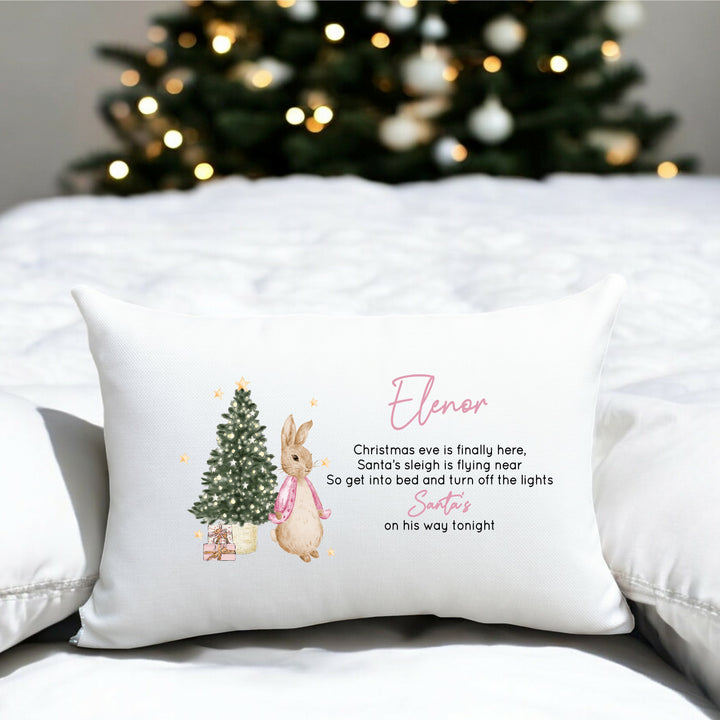 Personalised Pink Rabbit Christmas Eve Pillow Case