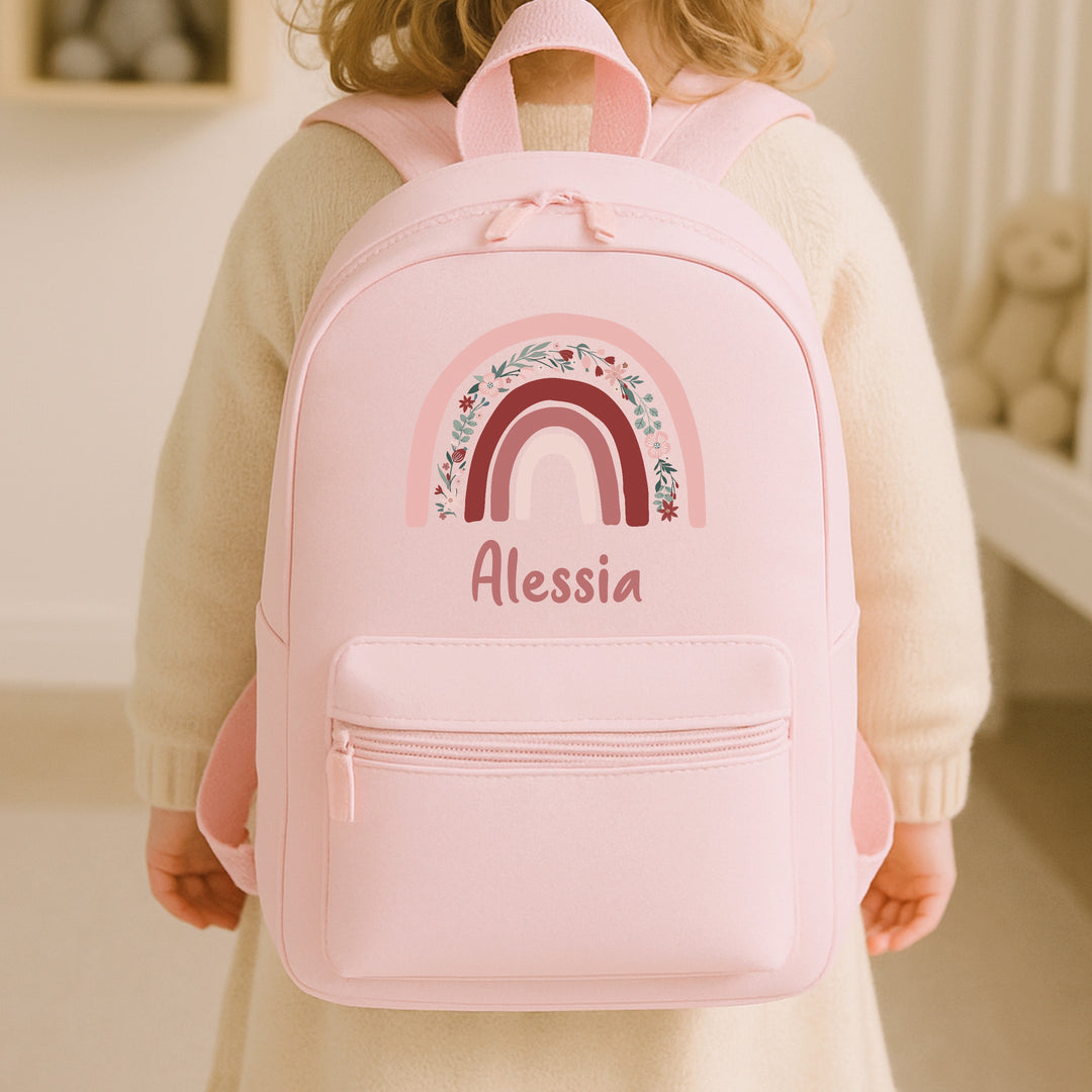 Personalised Pink Rainbow Backpack