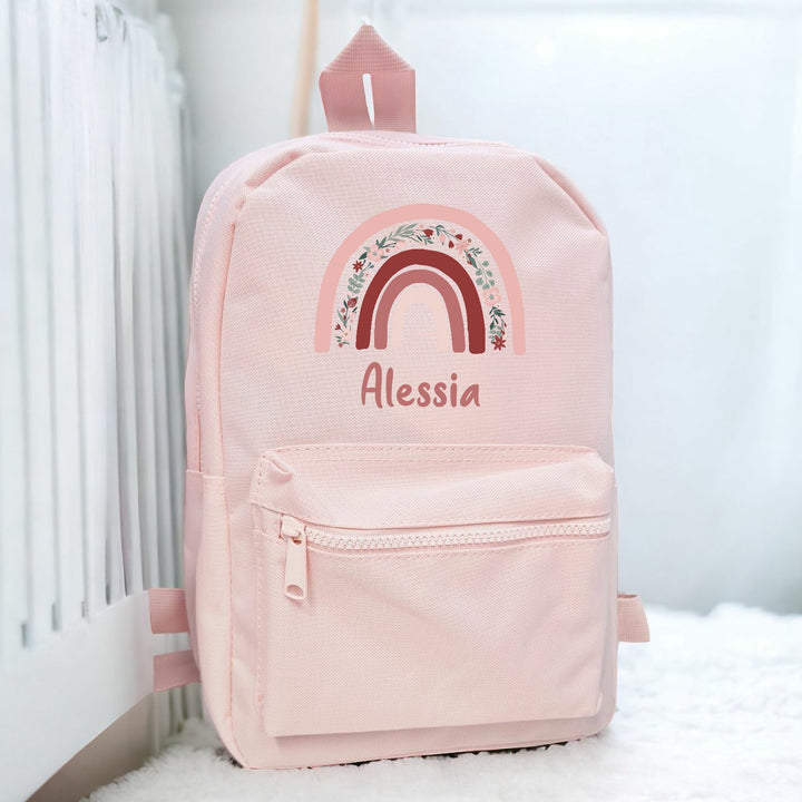 Personalised Pink Rainbow Backpack