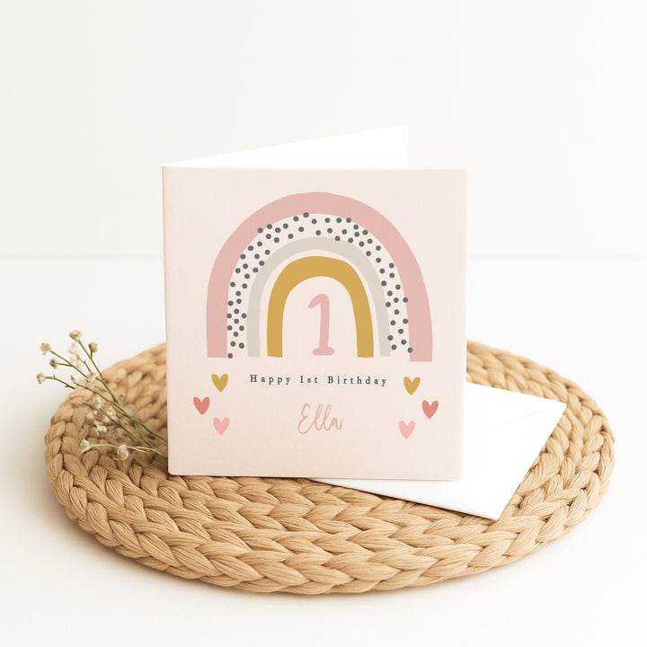 Personalised Pink Rainbow Birthday Card