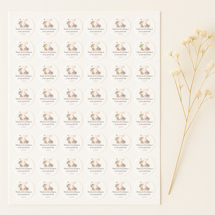 Personalised Pink Safari Birthday Stickers