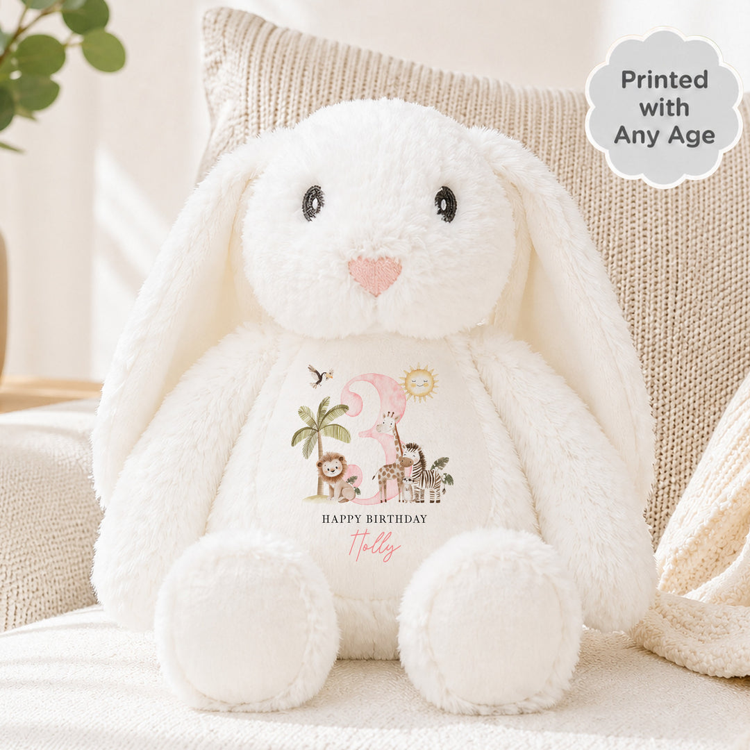 Personalised Pink Safari Any Age Birthday Teddy