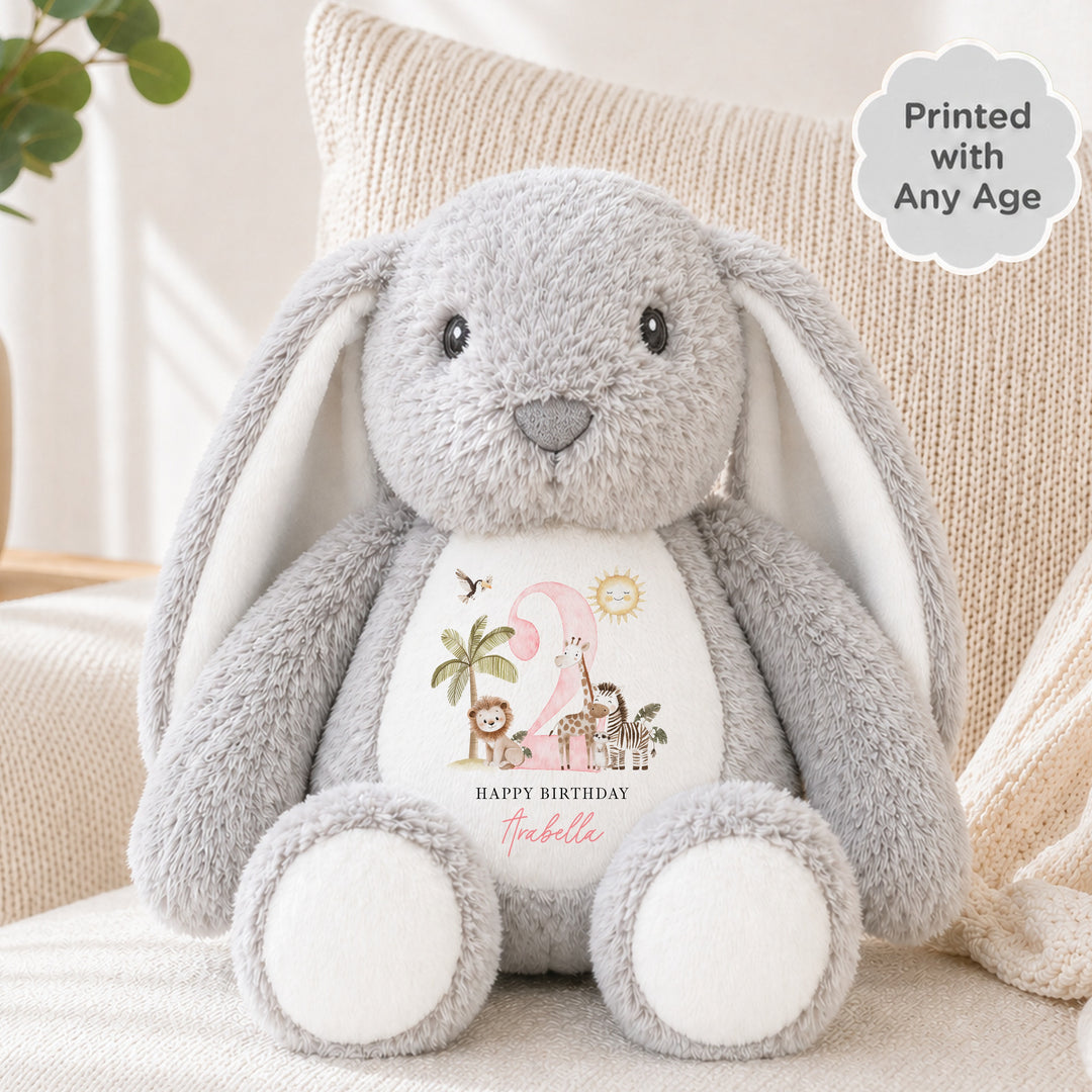 Personalised Pink Safari Any Age Birthday Teddy