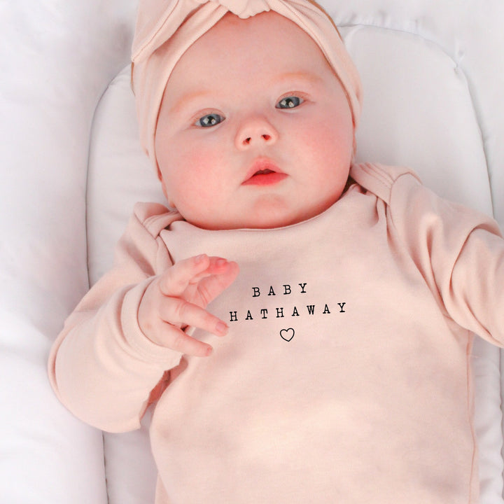 Personalised Pink Simple Name Babygrow with optional Heaband & Blanket