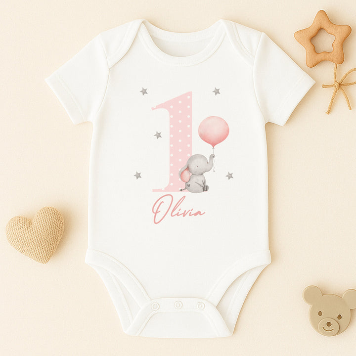 Personalised Pink Elephant Birthday Vest