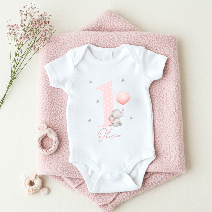 Personalised Pink Elephant Birthday Vest