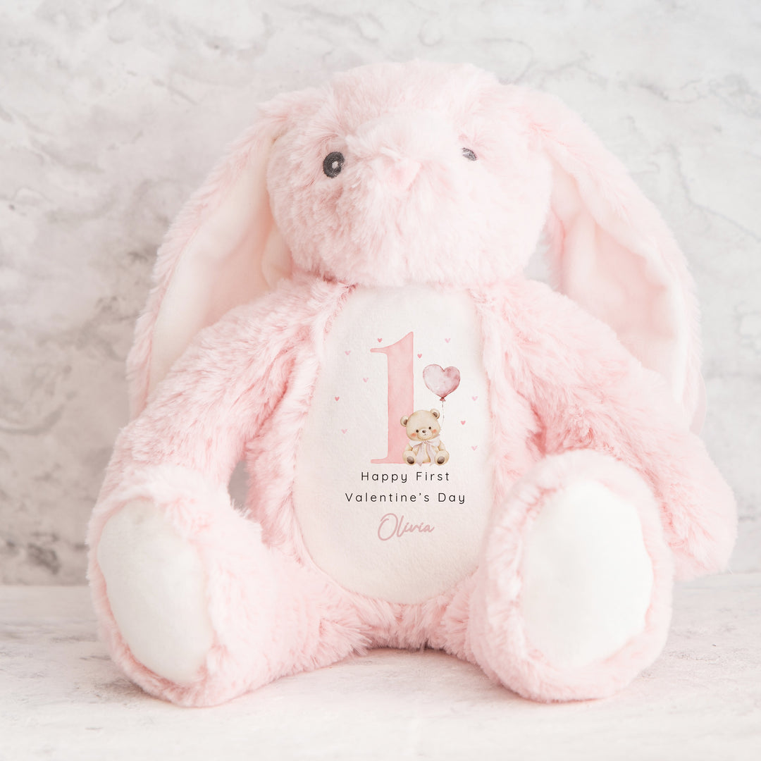 Personalised Pink Bear My First Valentine's Day Soft Toy