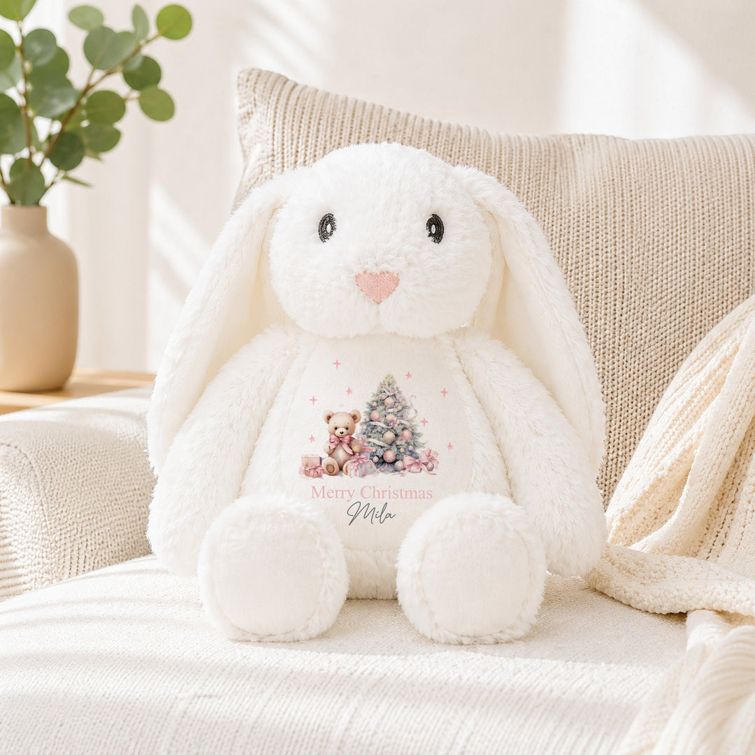 Personalised Pink Teddy Tree My First Christmas Soft Toy