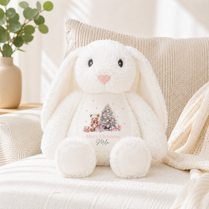 Personalised Pink Teddy Tree My First Christmas Soft Toy