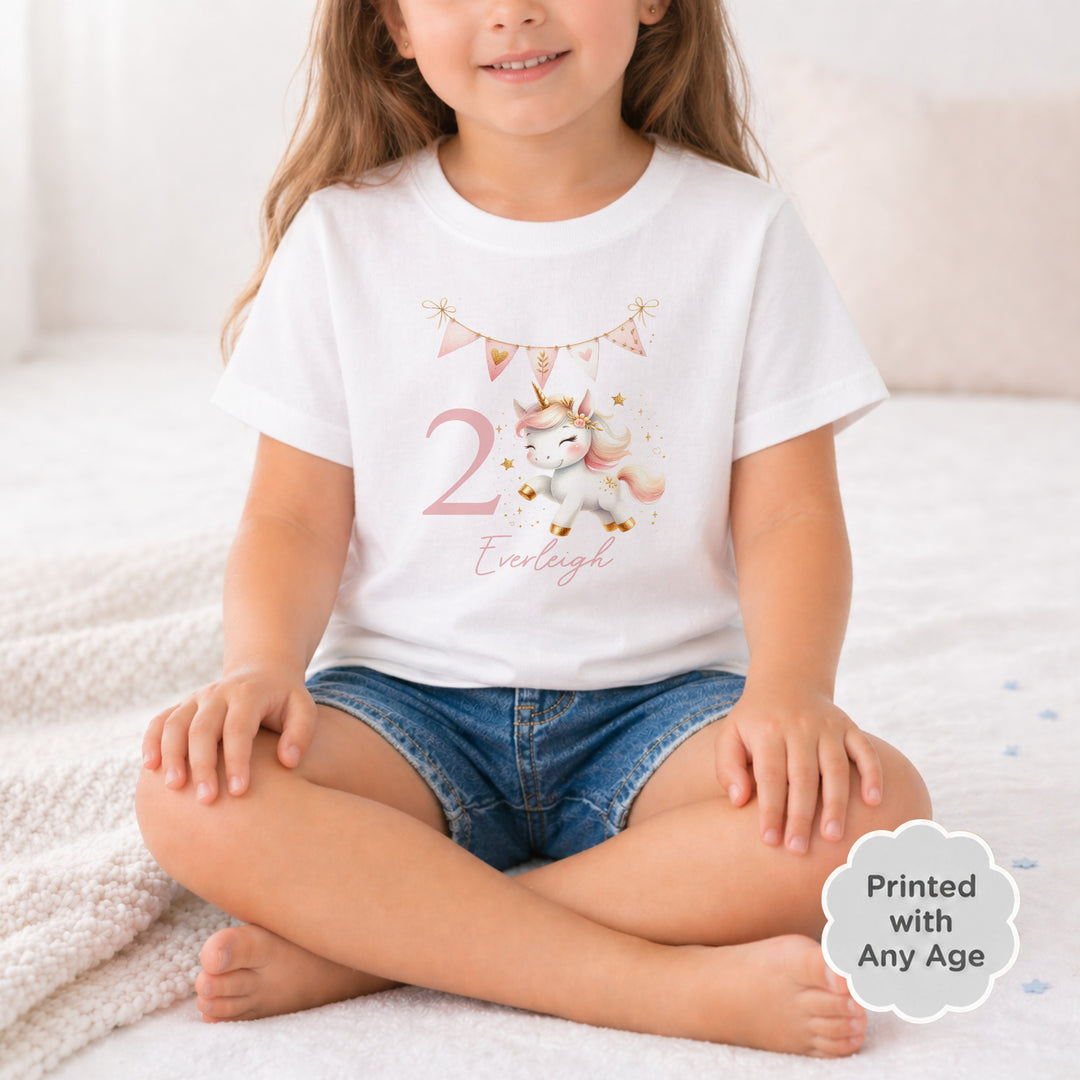 Personalised Unicorn Any Age Birthday T-shirt