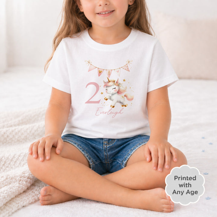 Personalised Unicorn Any Age Birthday T-shirt