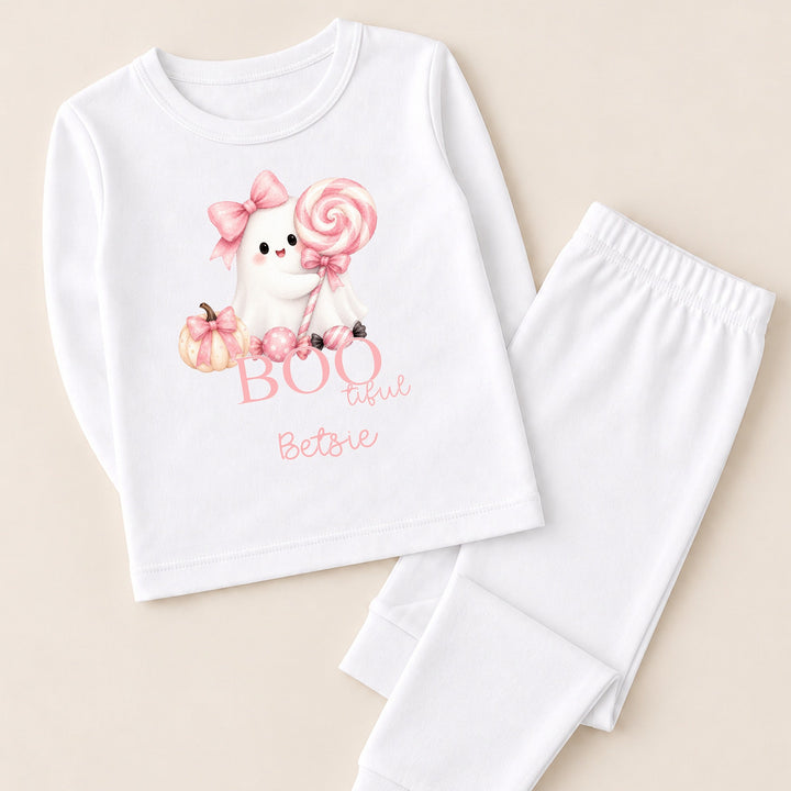 Personalised Halloween Pink Ghost Pyjamas