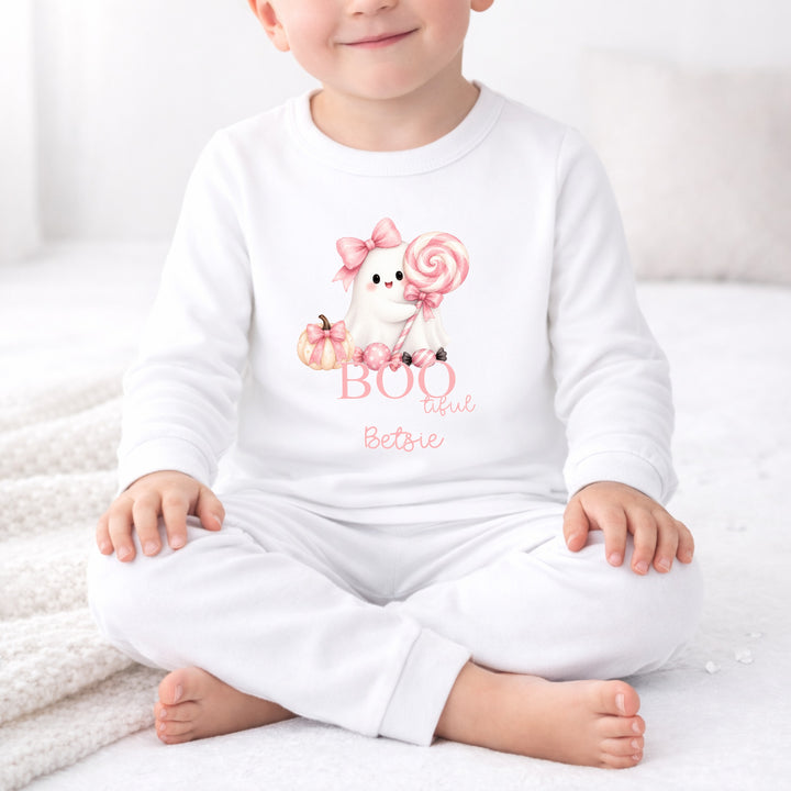 Personalised Halloween Pink Ghost Pyjamas