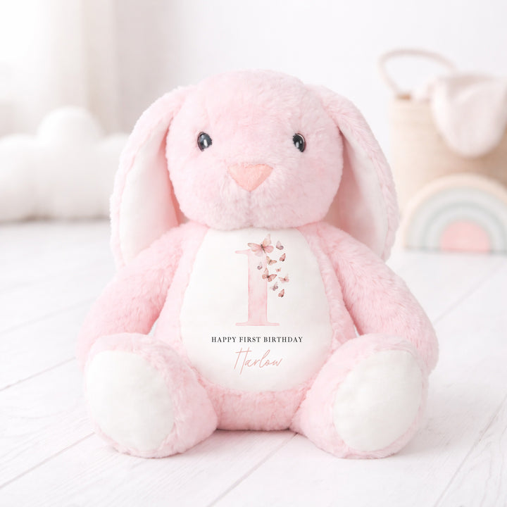 Personalised Pink Butterfly First Birthday Teddy