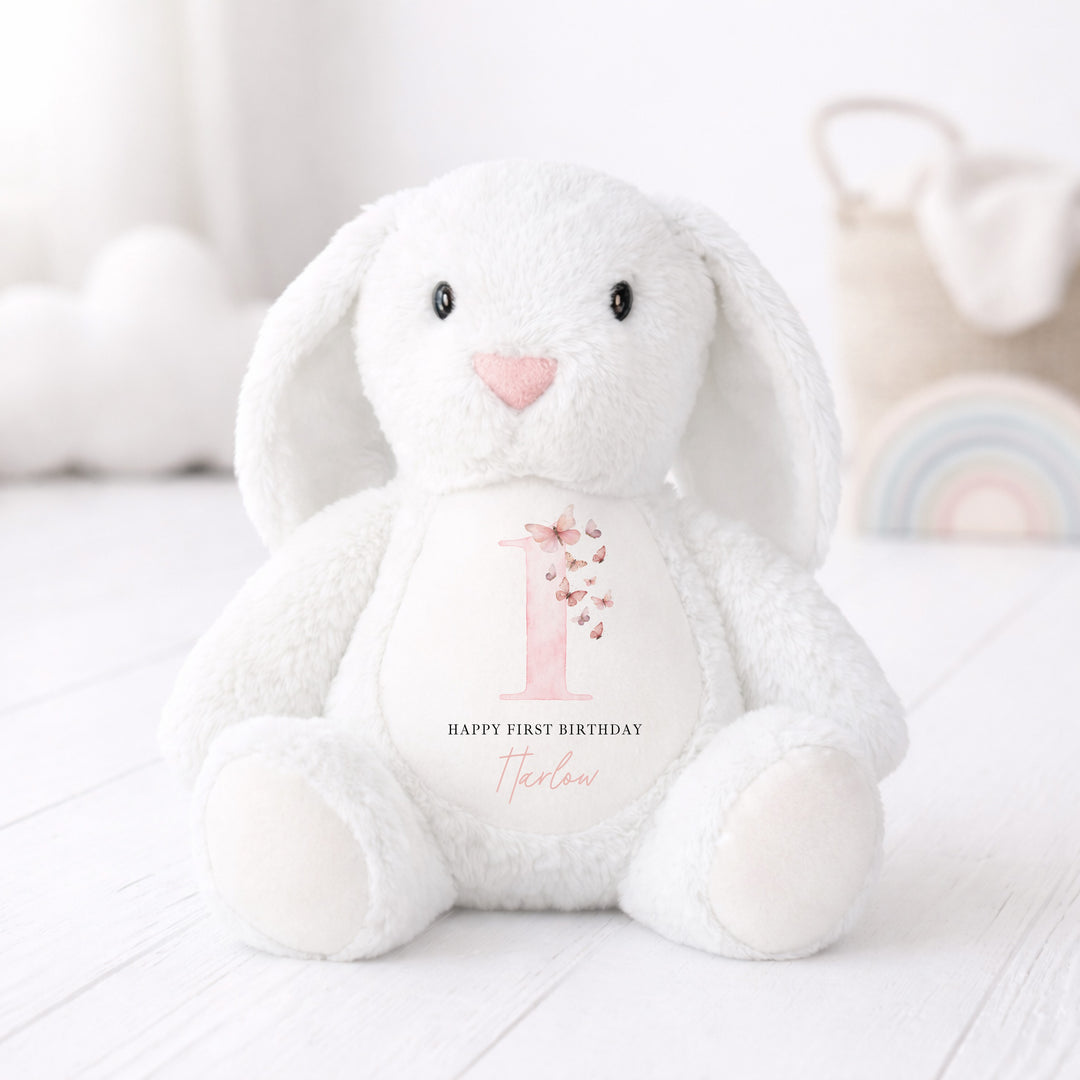 Personalised Pink Butterfly First Birthday Teddy