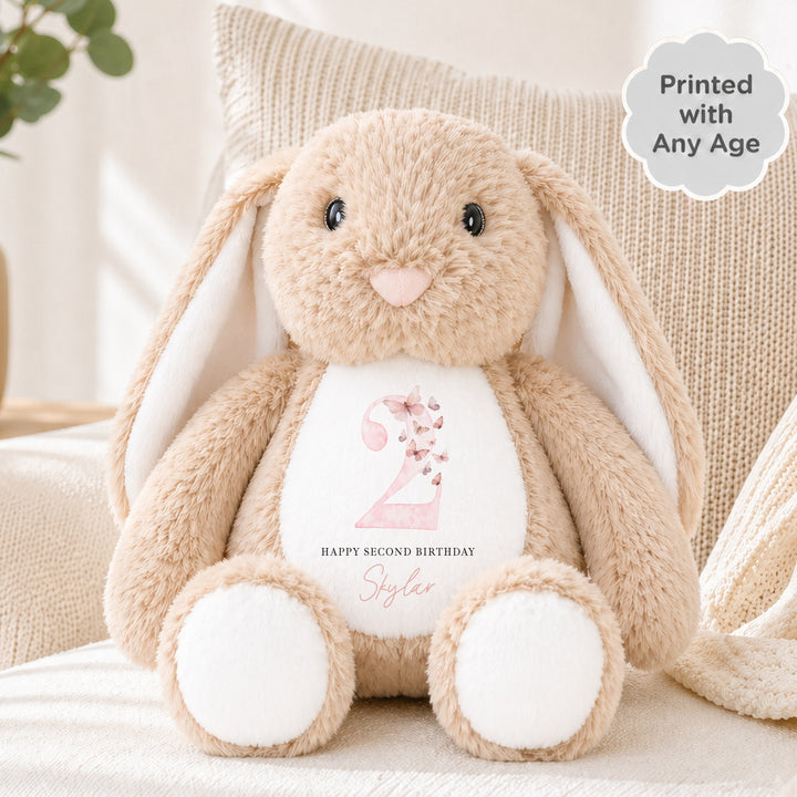 Personalised Pink Butterfly Any Age Birthday Teddy
