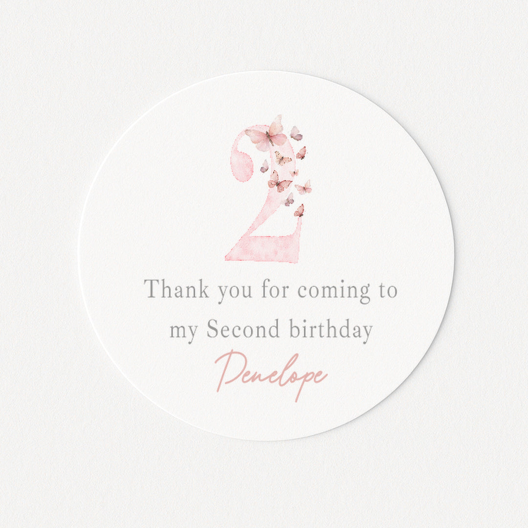Personalised Pink Butterfly Birthday Stickers