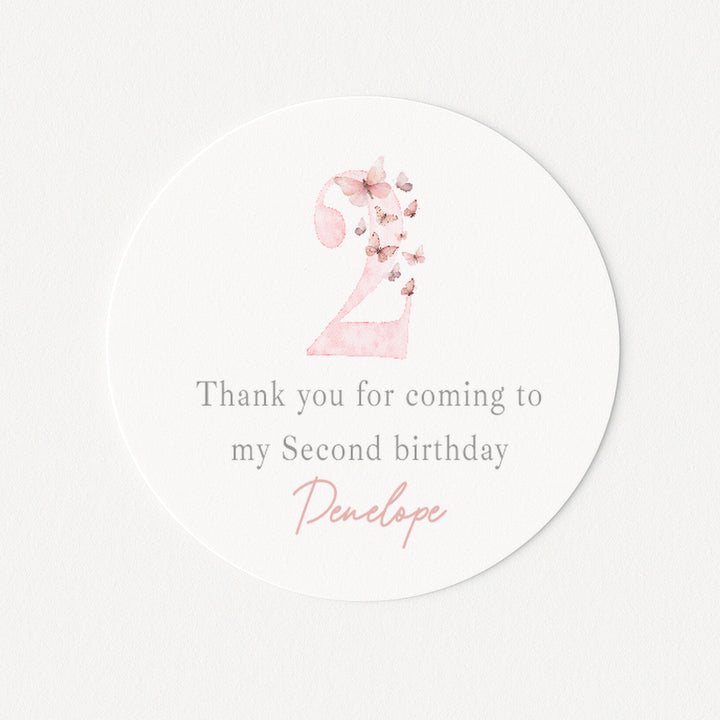 Personalised Pink Butterfly Birthday Stickers
